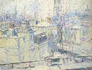 Curt Herrmann Beschneite roofs oil painting
